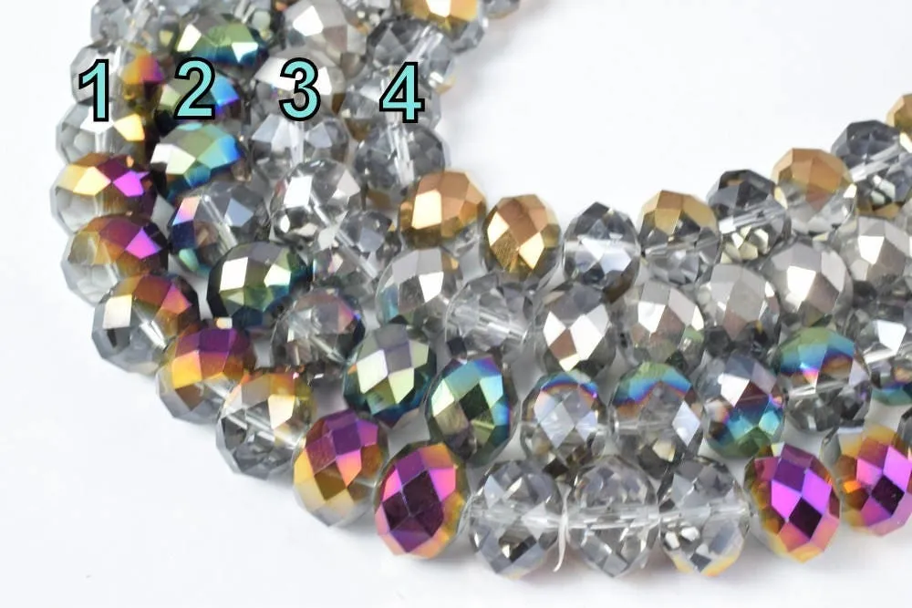 11x14mm 12.5" Strand Rondelle Faceted Various Colored Crystal Beads, Opaque Rondelle Beads,Shaped Crystal, Faceted, Beading, Jewelry making